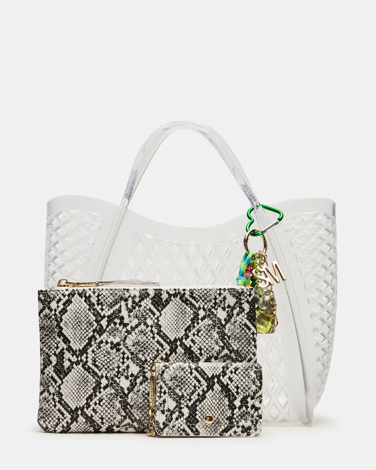 SUMMER Bag Clear Caged Jelly Top-Handle Tote Handbag Steve Madden CLEAR