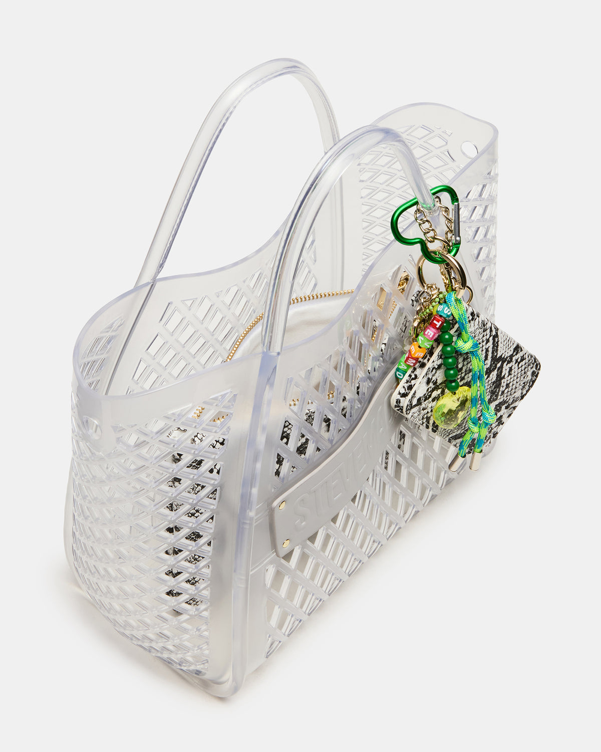 SUMMER Bag Clear Caged Jelly Top-Handle Tote Handbag Steve Madden CLEAR