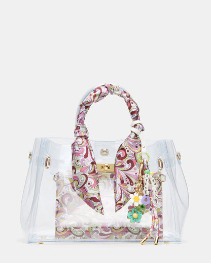 GUMMY Bag Clear Top-Handle Turn-Lock Tote Handbag Steve Madden CLEAR