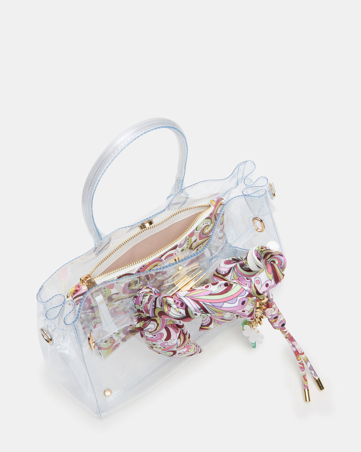 GUMMY Bag Clear Top-Handle Turn-Lock Tote Handbag Steve Madden CLEAR