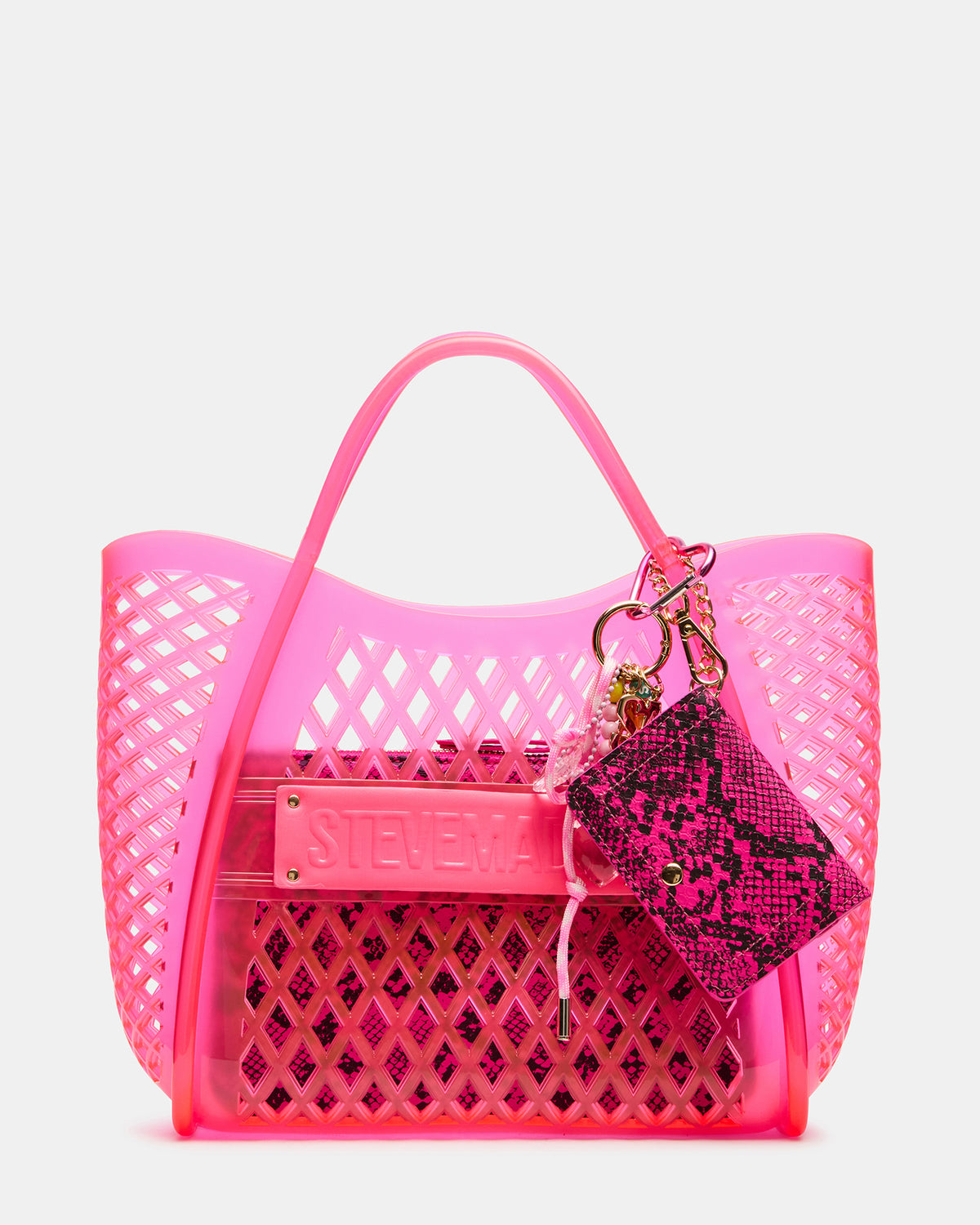 SUMMER Bag Pink Caged Jelly Top-Handle Tote Handbag Steve Madden PINK
