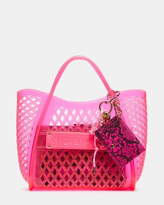 SUMMER Bag Pink Caged Jelly Top-Handle Tote Handbag Steve Madden PINK