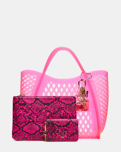 SUMMER Bag Pink Caged Jelly Top-Handle Tote Handbag Steve Madden PINK