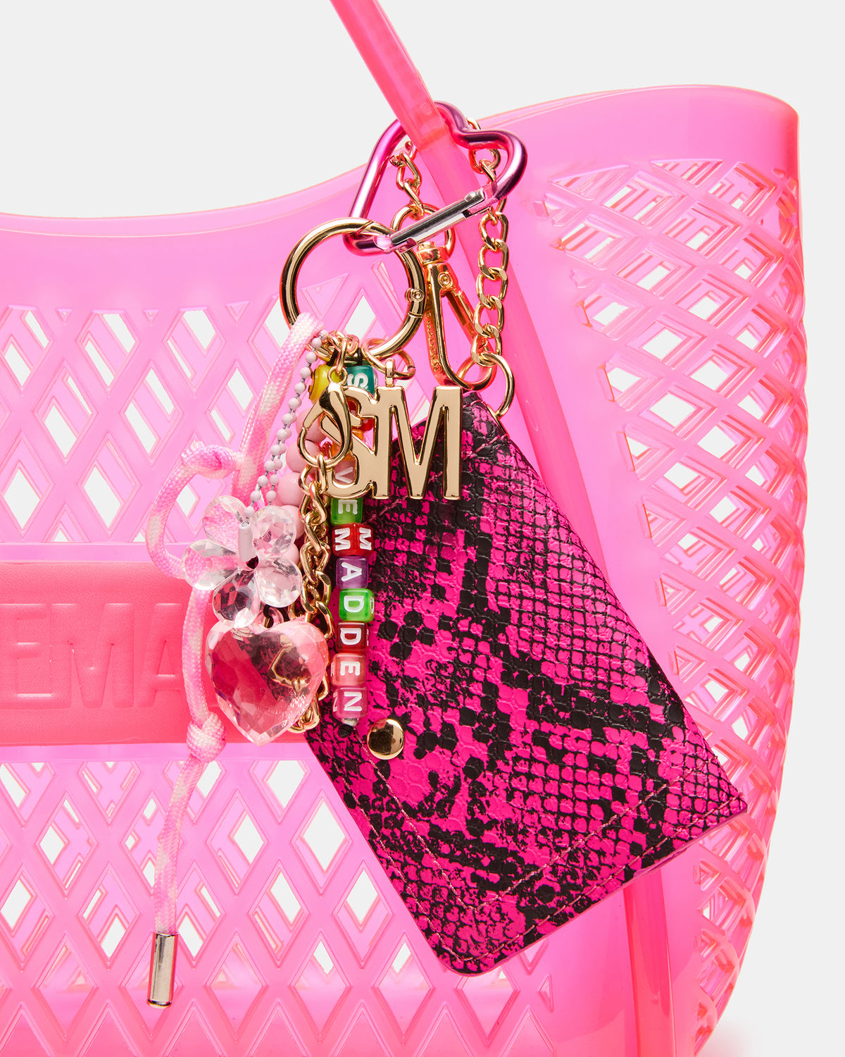 SUMMER Bag Pink Caged Jelly Top-Handle Tote Handbag Steve Madden PINK