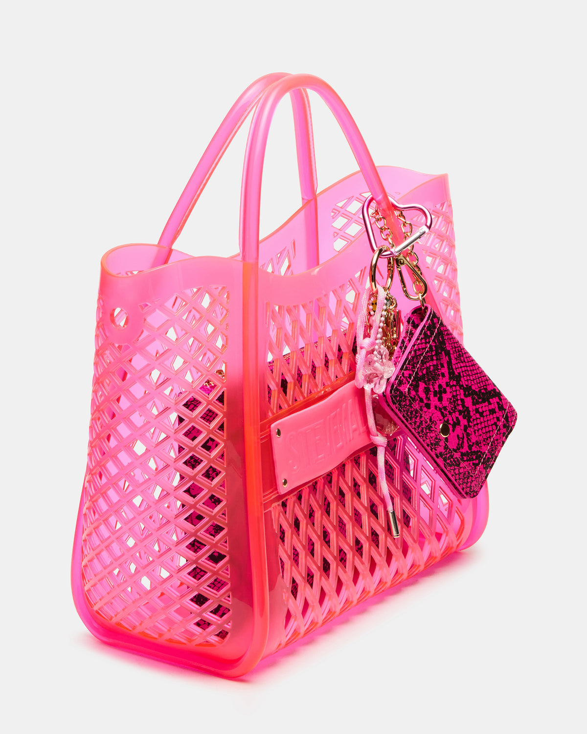 SUMMER Bag Pink Caged Jelly Top-Handle Tote Handbag Steve Madden PINK