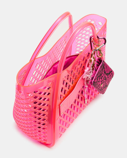 SUMMER Bag Pink Caged Jelly Top-Handle Tote Handbag Steve Madden PINK