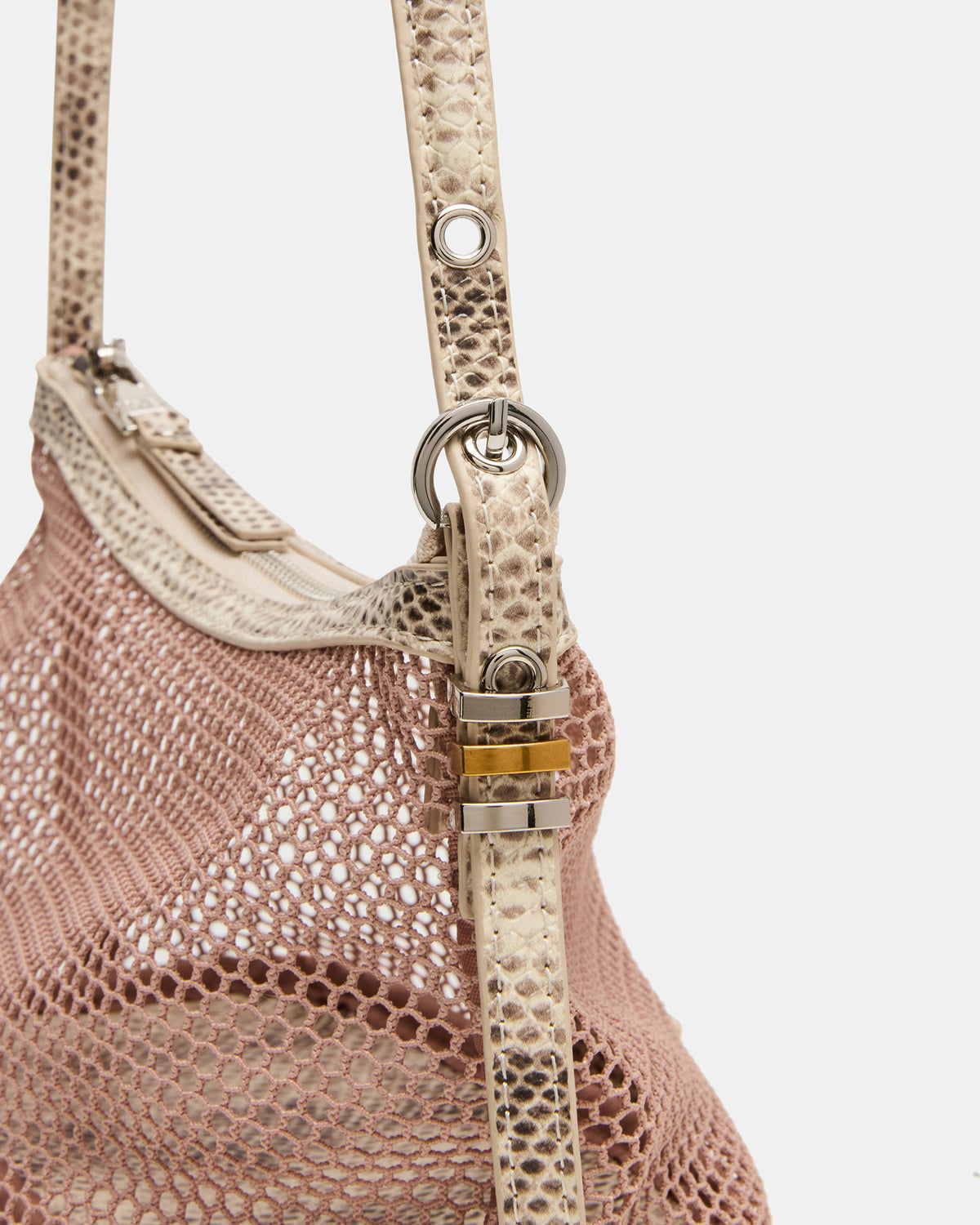 VIXEN Bag Blush Shoulder Strap Mesh Structured Bottom Women's Handbag Steve Madden BLUSH
