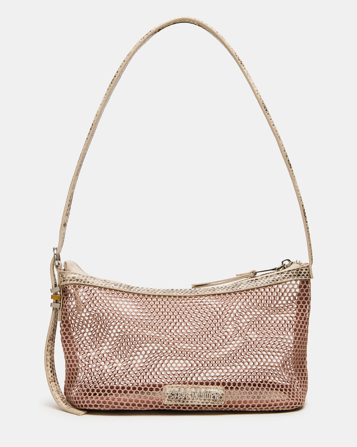 VIXEN Bag Blush Shoulder Strap Mesh Structured Bottom Women's Handbag Steve Madden BLUSH