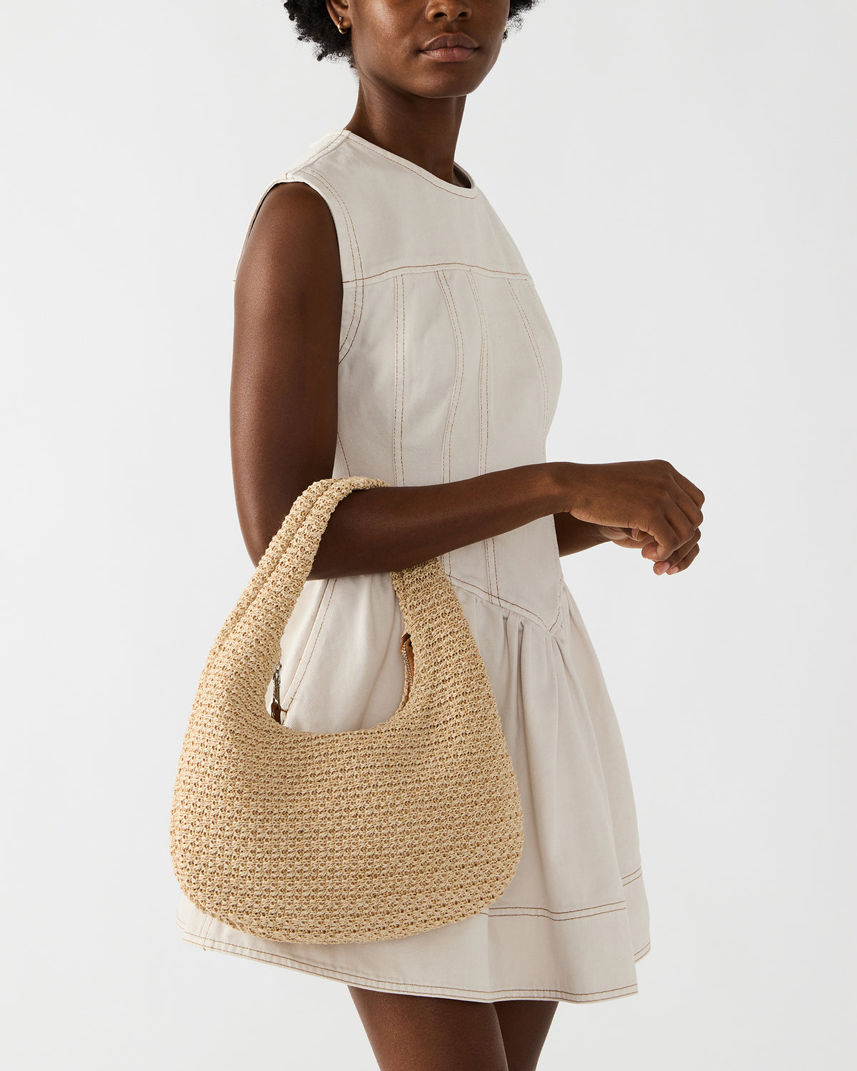 DAENA Bag Natural Crescent Shaped Straw Shoulder Bag Steve Madden NATURAL