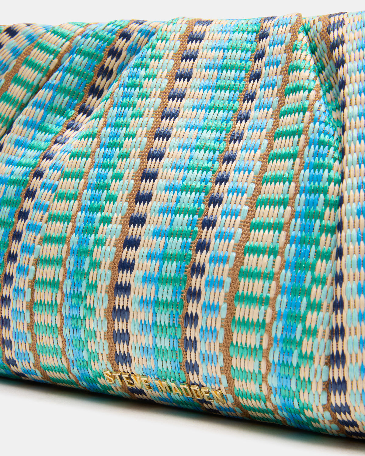 PALOMAA Bag Blue/Multi Straw Clutch Crossbody Handbag Steve Madden BLUE MULTI