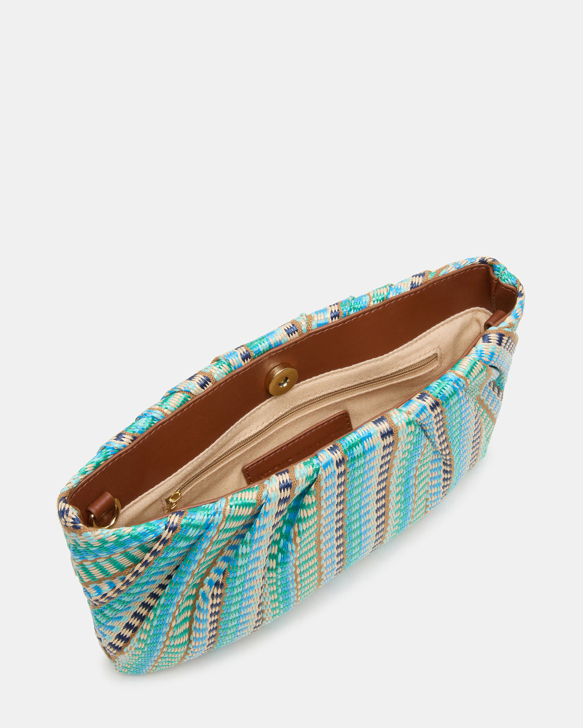 PALOMAA Bag Blue/Multi Straw Clutch Crossbody Handbag Steve Madden BLUE MULTI