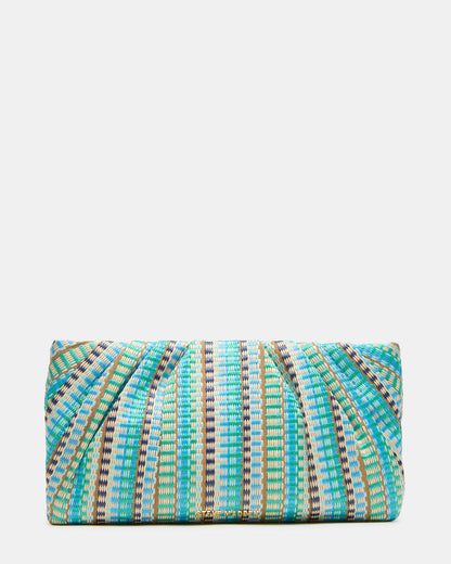 PALOMAA Bag Blue/Multi Straw Clutch Crossbody Handbag Steve Madden BLUE MULTI
