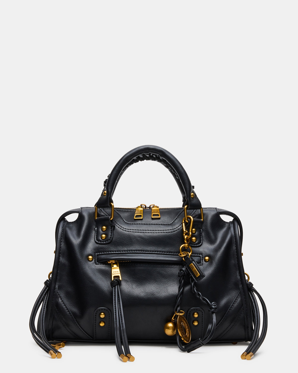RIGGS Bag Black/Gold Slouchy Top-Handle Crossbody Satchel Handbag Steve Madden BLACK GOLD