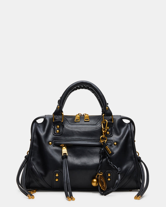 RIGGS Bag Black/Gold Slouchy Top-Handle Crossbody Satchel Handbag Steve Madden BLACK GOLD