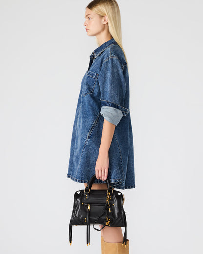RIGGS Bag Black/Gold Slouchy Top-Handle Crossbody Satchel Handbag Steve Madden BLACK GOLD