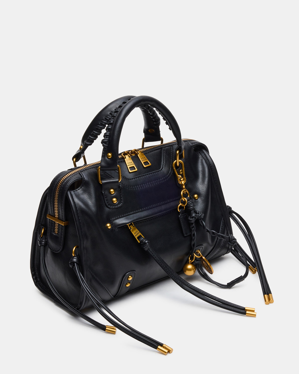 RIGGS Bag Black/Gold Slouchy Top-Handle Crossbody Satchel Handbag Steve Madden BLACK GOLD