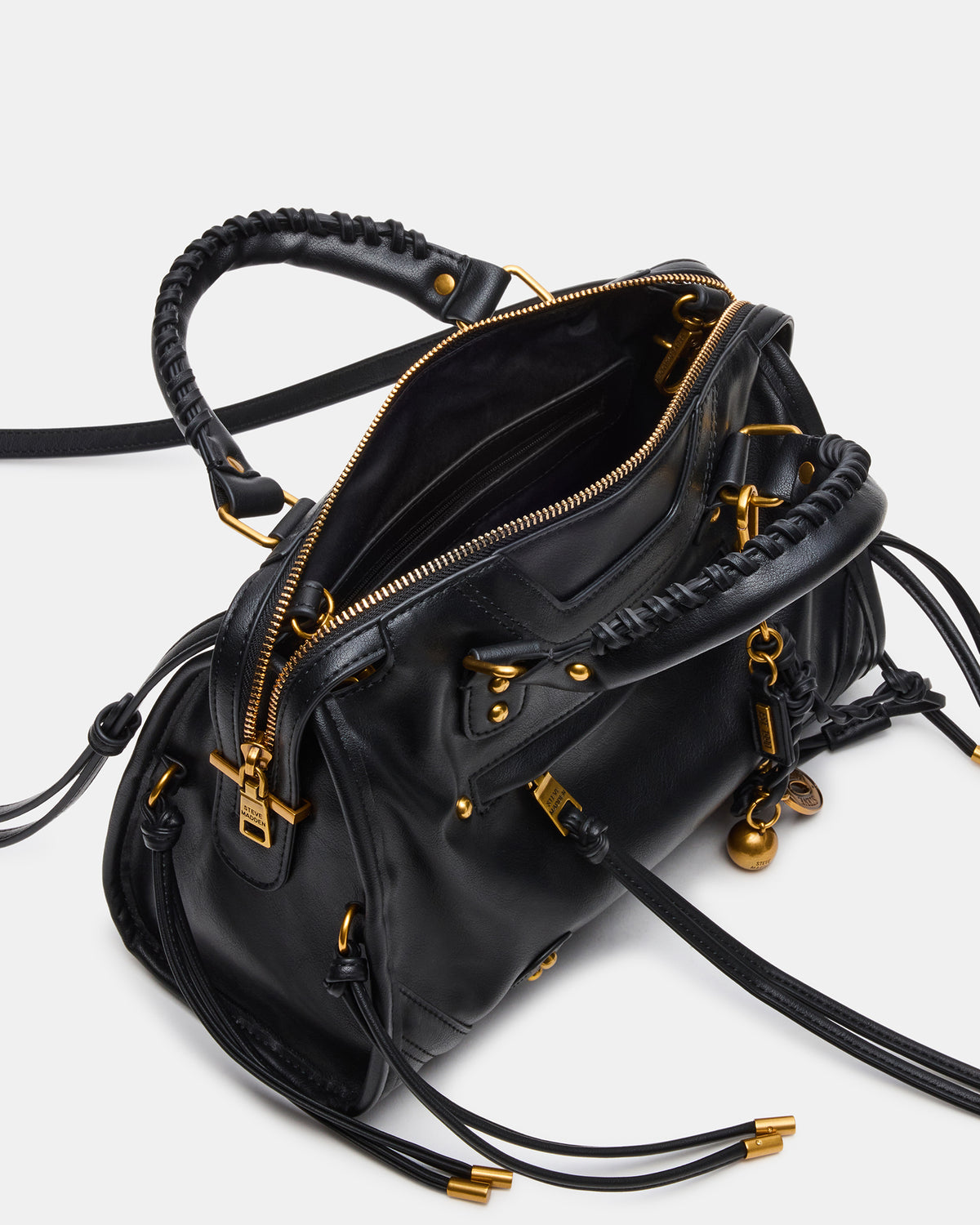 RIGGS Bag Black/Gold Slouchy Top-Handle Crossbody Satchel Handbag Steve Madden BLACK GOLD