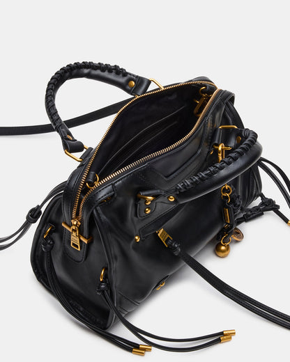 RIGGS Bag Black/Gold Slouchy Top-Handle Crossbody Satchel Handbag Steve Madden BLACK GOLD