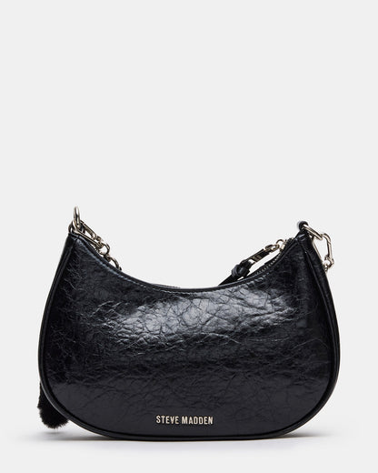ERIKA Bag Black Rhinestone Embellished Studded Crinkle Moto Crossbody Handbag Steve Madden BLACK