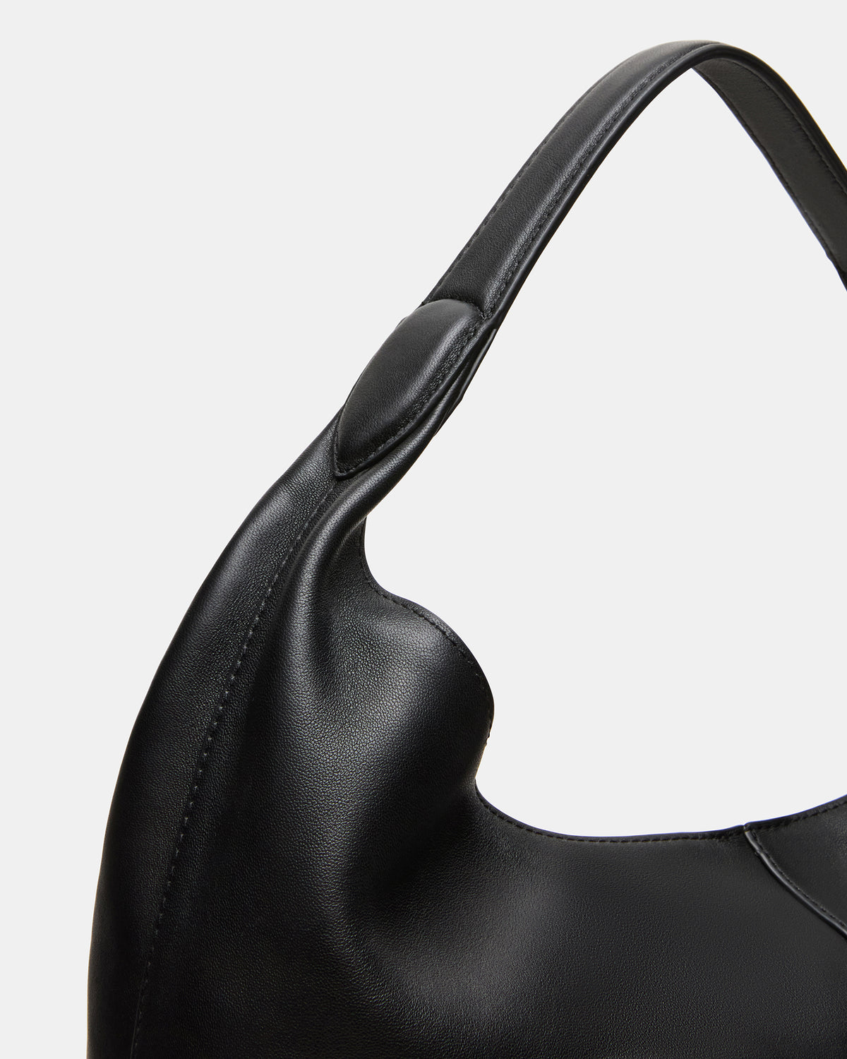 COLLINS Bag Black Hobo Slouchy Shoulder Strap Tote Handbag Steve Madden BLACK LEATHER