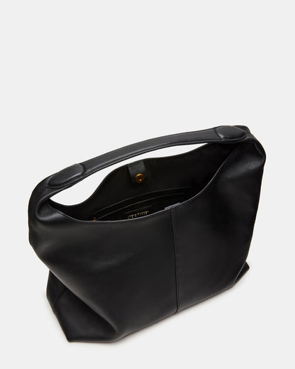 COLLINS Bag Black Hobo Slouchy Shoulder Strap Tote Handbag Steve Madden BLACK LEATHER