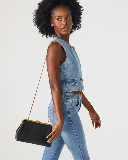 KISSES Bag Black Chain Strap Crossbody Clutch Handbag Steve Madden BLACK