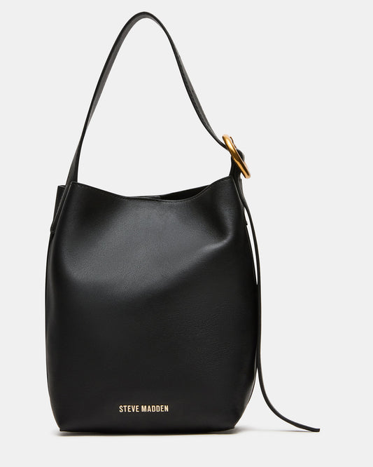 SOFIEE Bag Black Leather Shoulder Strap Bucket Tote Handbag Steve Madden BLACK LEATHER
