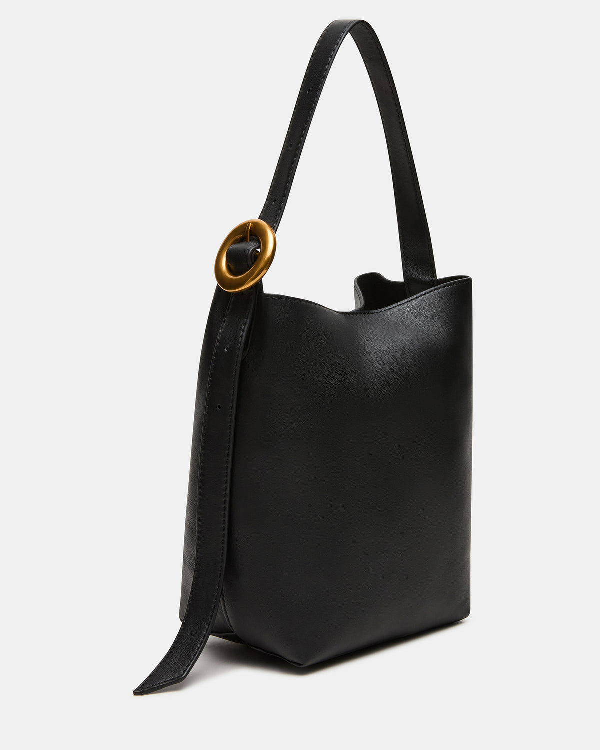SOFIEE Bag Black Leather Shoulder Strap Bucket Tote Handbag Steve Madden BLACK LEATHER