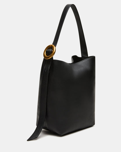 SOFIEE Bag Black Leather Shoulder Strap Bucket Tote Handbag Steve Madden BLACK LEATHER