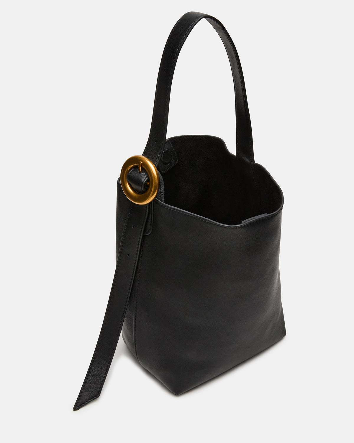 SOFIEE Bag Black Leather Shoulder Strap Bucket Tote Handbag Steve Madden BLACK LEATHER