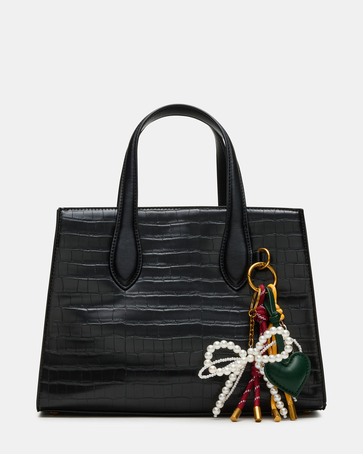 CALLEB Bag Black Crocodile Structured Tote Crossbody Handbag Steve Madden BLACK CROCODILE