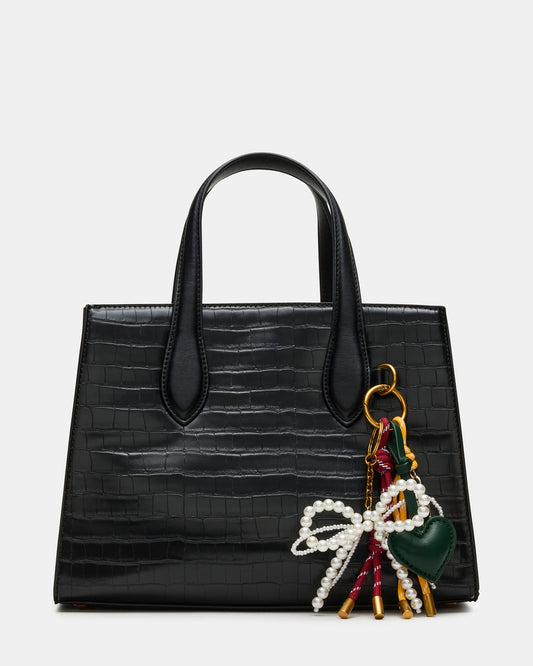 CALLEB Bag Black Crocodile Structured Tote Crossbody Handbag Steve Madden BLACK CROCODILE