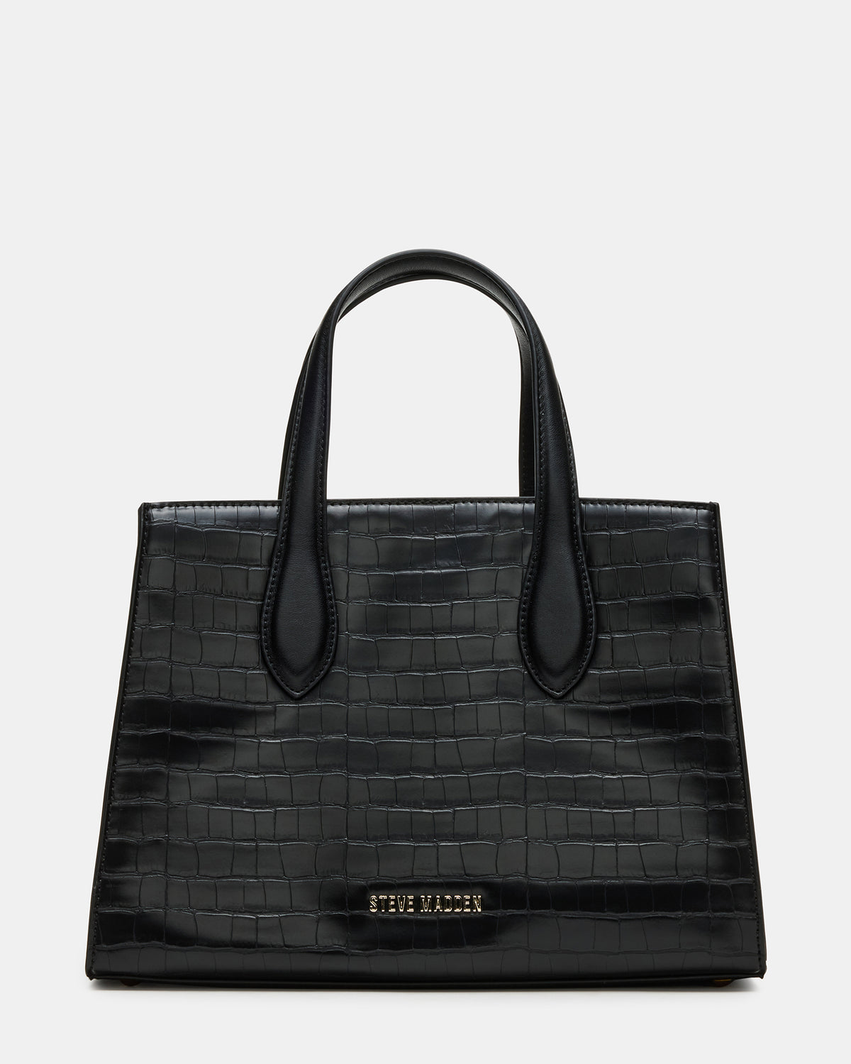 CALLEB Bag Black Crocodile Structured Tote Crossbody Handbag Steve Madden BLACK CROCODILE