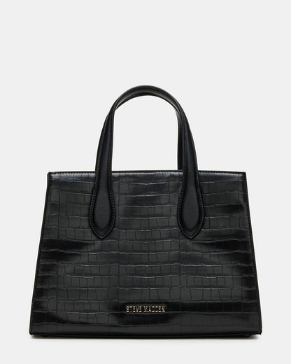 CALLEB Bag Black Crocodile Structured Tote Crossbody Handbag Steve Madden BLACK CROCODILE