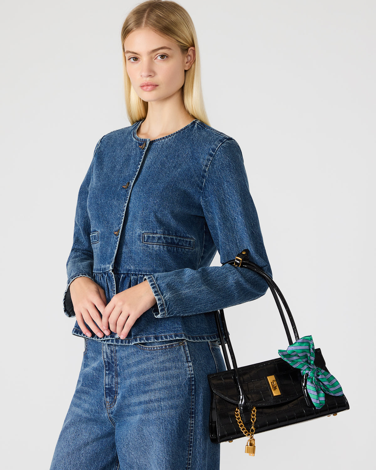 MILAN Bag Black Elongated Menswear-Inspired Shoulder Strap Handbag Steve Madden BLACK