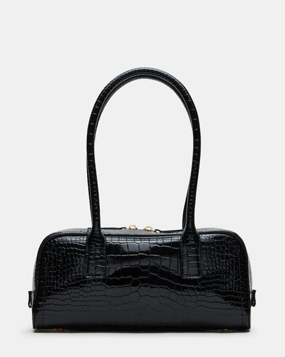 ANISE Bag Black Crocodile Elongated Shoulder Strap Handbag Steve Madden BLACK CROCODILE