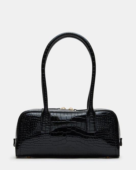 ANISE Bag Black Crocodile Elongated Shoulder Strap Handbag Steve Madden BLACK CROCODILE