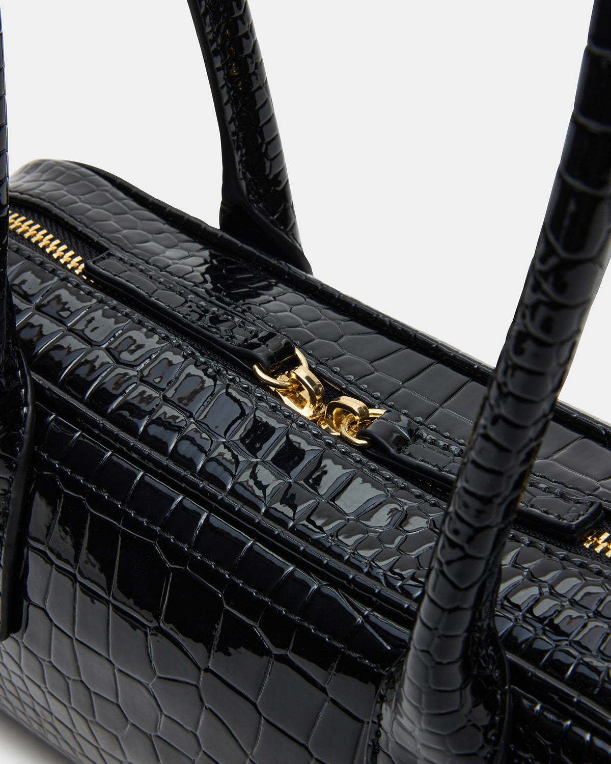 ANISE Bag Black Crocodile Elongated Shoulder Strap Handbag Steve Madden BLACK CROCODILE