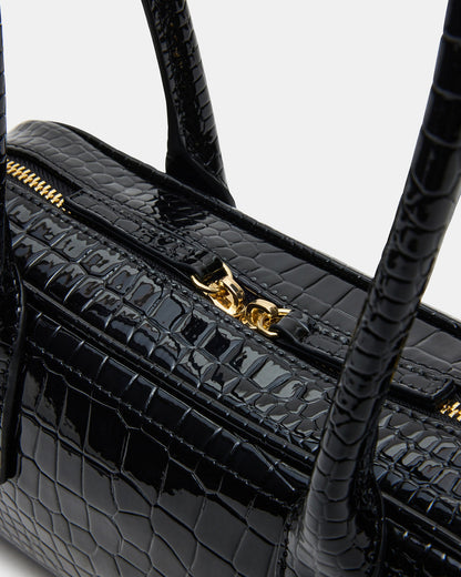 ANISE Bag Black Crocodile Elongated Shoulder Strap Handbag Steve Madden BLACK CROCODILE