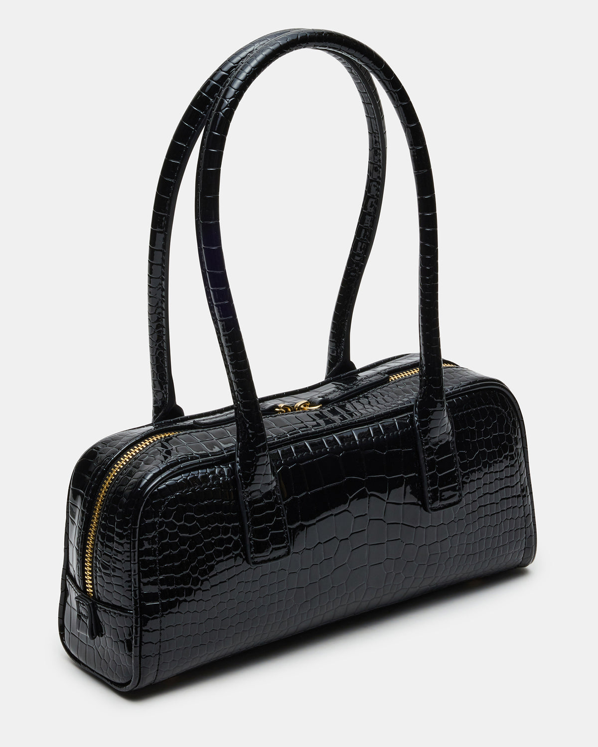 ANISE Bag Black Crocodile Elongated Shoulder Strap Handbag Steve Madden BLACK CROCODILE