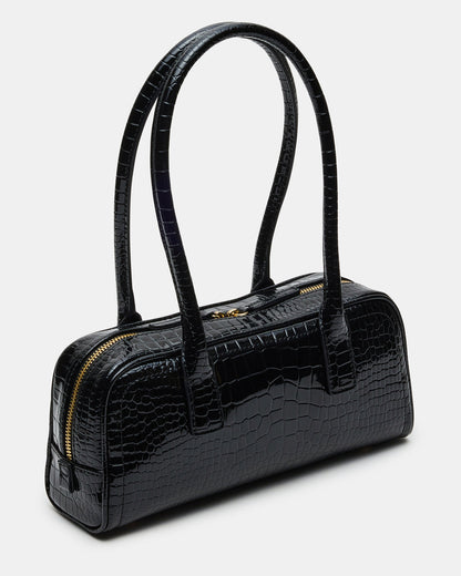 ANISE Bag Black Crocodile Elongated Shoulder Strap Handbag Steve Madden BLACK CROCODILE