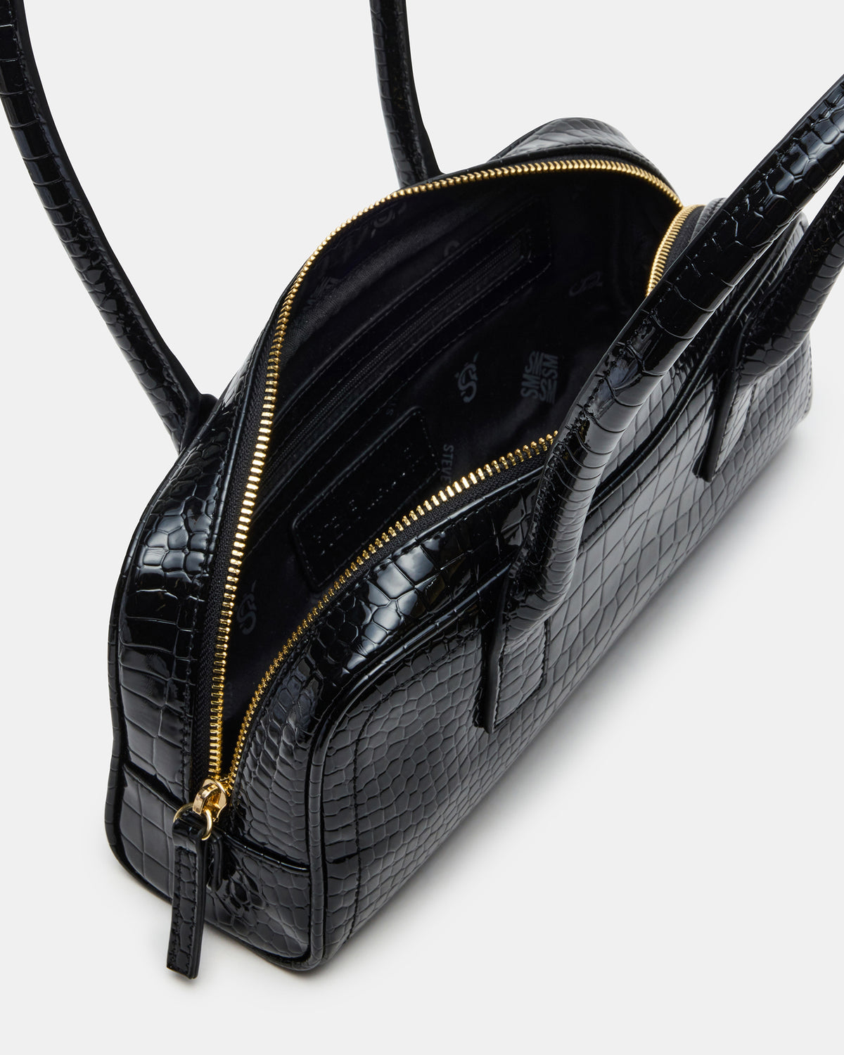 ANISE Bag Black Crocodile Elongated Shoulder Strap Handbag Steve Madden BLACK CROCODILE