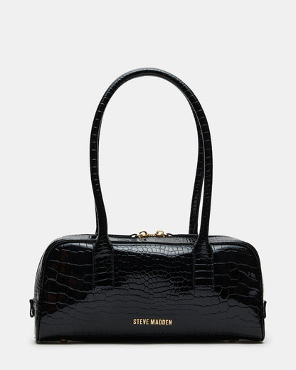 ANISE Bag Black Crocodile Elongated Shoulder Strap Handbag Steve Madden BLACK CROCODILE