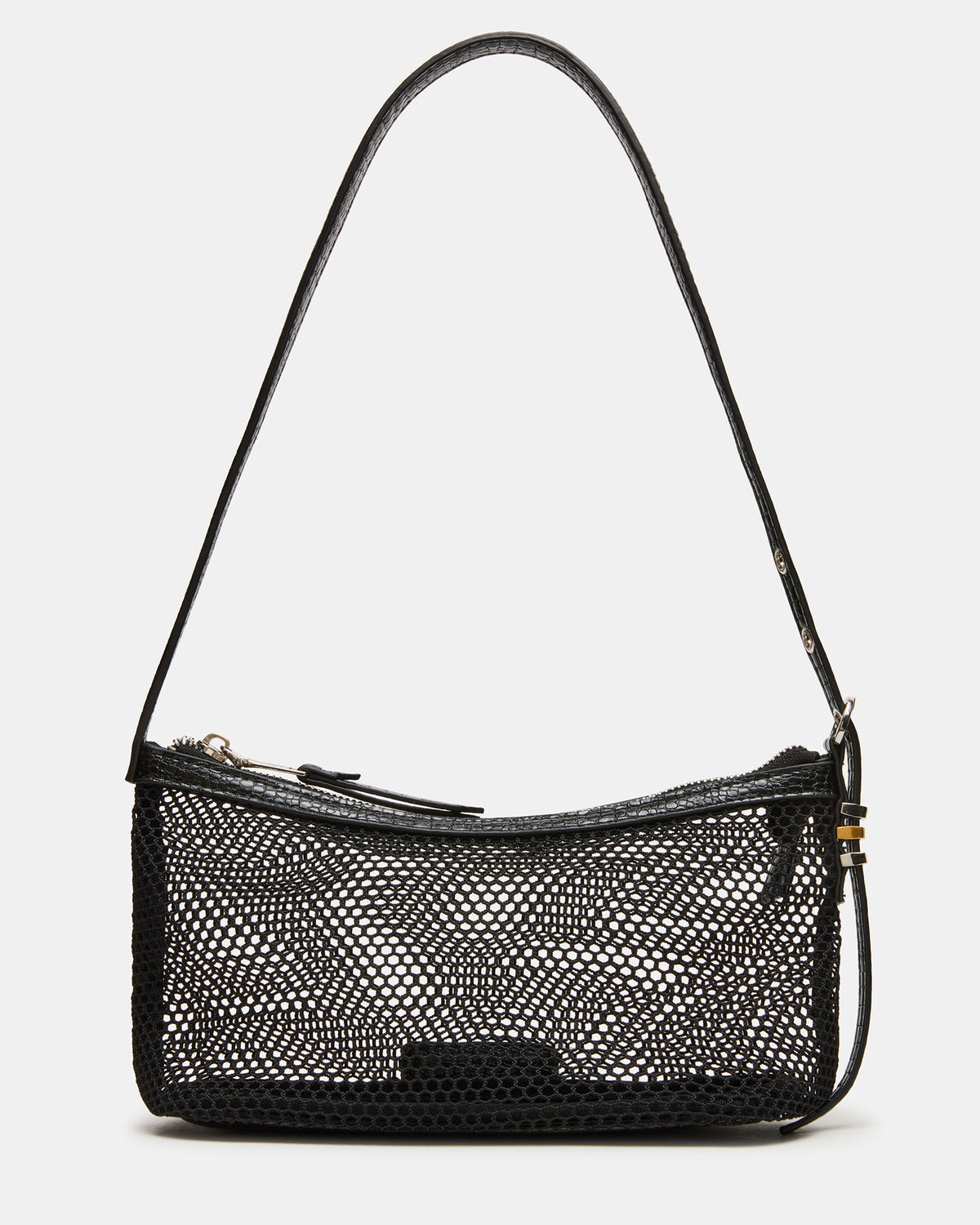 VIXEN Bag Black Shoulder Strap Mesh Structured Bottom Women's Handbag Steve Madden BLACK