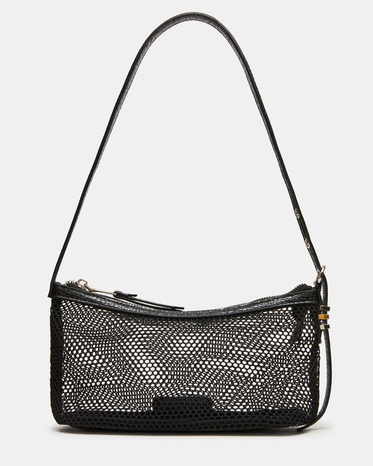 VIXEN Bag Black Shoulder Strap Mesh Structured Bottom Women's Handbag Steve Madden BLACK