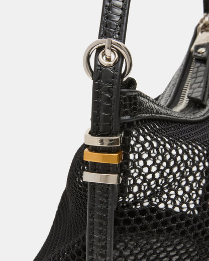 VIXEN Bag Black Shoulder Strap Mesh Structured Bottom Women's Handbag Steve Madden BLACK