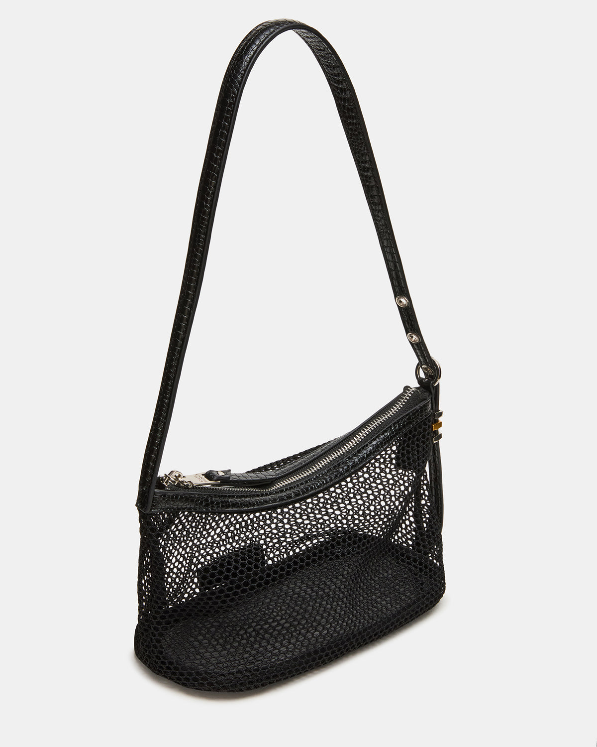 VIXEN Bag Black Shoulder Strap Mesh Structured Bottom Women's Handbag Steve Madden BLACK