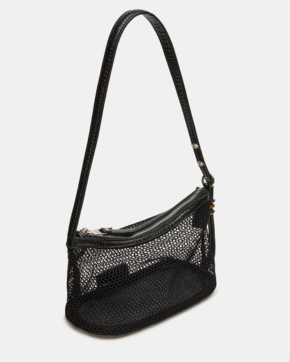 VIXEN Bag Black Shoulder Strap Mesh Structured Bottom Women's Handbag Steve Madden BLACK