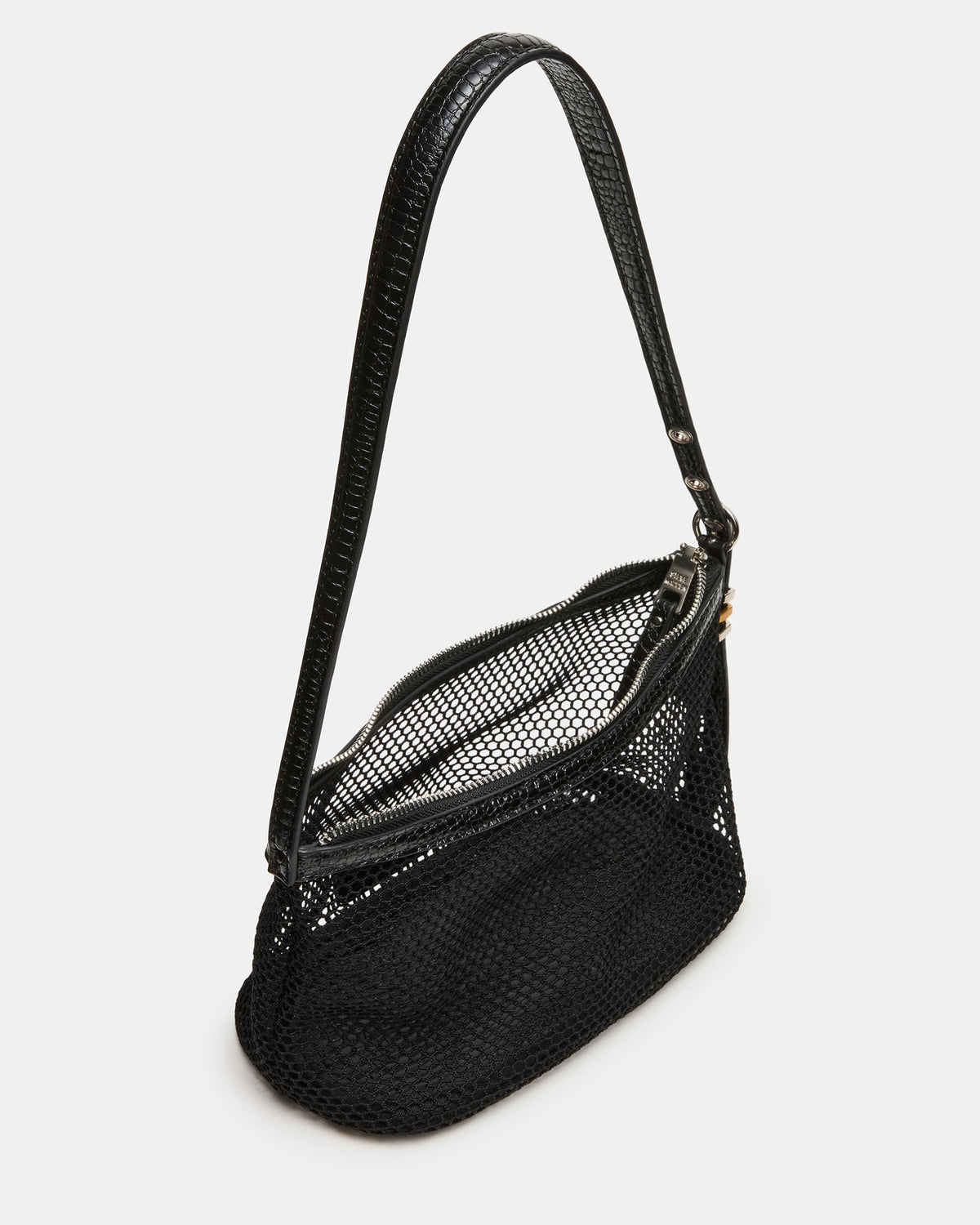 VIXEN Bag Black Shoulder Strap Mesh Structured Bottom Women's Handbag Steve Madden BLACK