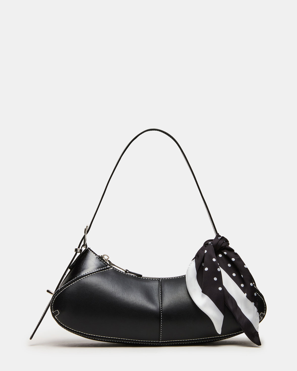 ROXEY Bag Black Crescent-Shaped Top-Zipper Shoulder Strap Handbag Steve Madden BLACK